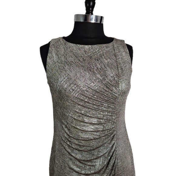 Wrap Dress Bodycon Ombre Ruched Cocktail Length Lux Silver Gold Size 14 - Picture 2 of 13